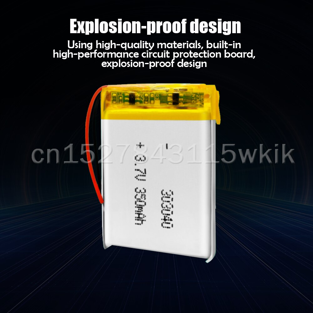 Batería recargable de polímero de litio para auriculares, 303040, 033040, 3,7 V, 350mAh, MP4, LED, Bluetooth, bolígrafo de lectura, podómetro, celda de iones de litio