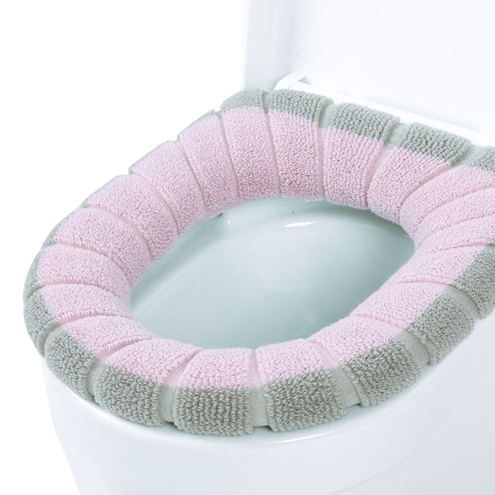 Universal toiletsædeovertræk vintertoiletsæde tilbehør pude fleece vaskbart toiletsæde padhome dekor toiletdæksel: Lyserød