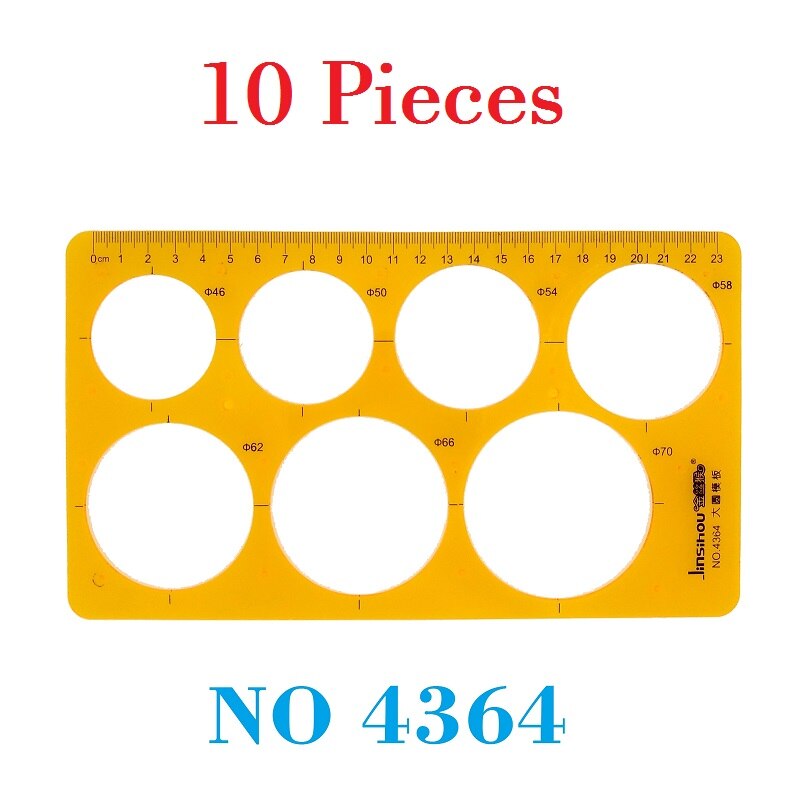 Gabarit de dessin grand cercle, diamètre du cercle (46,50,54,58,62,66,70cm); No 4364: 10 Pieces