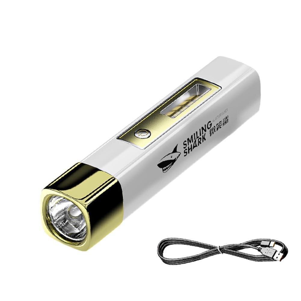 Portable Mini High Light Flashlight Smiling Shark Power Bank Waterproof Ultra Bright Torch USB Rechargeable Powerful CampLight