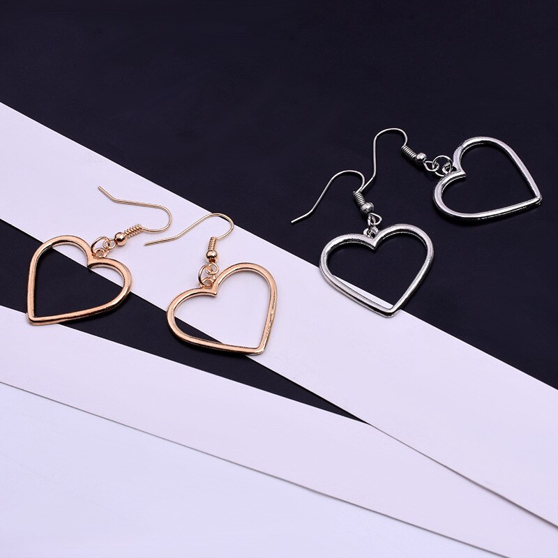 Harajuku Zachte Leuke Zus Uitgeholde Geometrische Hartvormige Zoete Liefde Oorbellen Oorbellen Koreaanse Eenvoudige Oorbellen Vrouwelijke Sieraden
