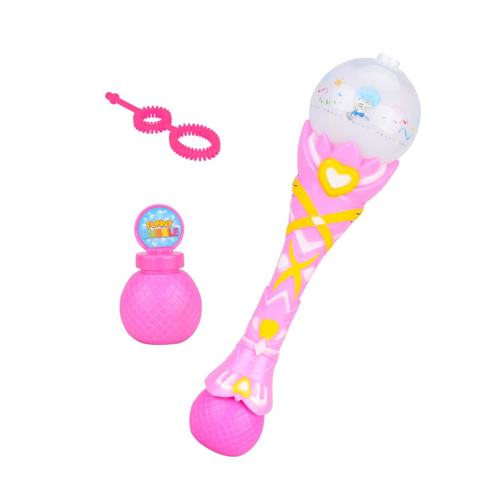 Kinderen Elektrische Magic Bubble Wand Stick Automatische Bubble Machine Licht Muziek Bubble Maker Speelgoed: Pink