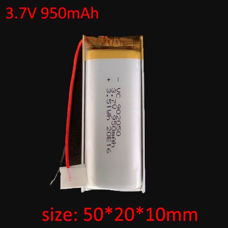 3.7V 300mAh-950mAh polymer built-in BMS for beauty instrument driving recorder MP3 MP4 GPS Bluetooth lithium battery: 950mAh