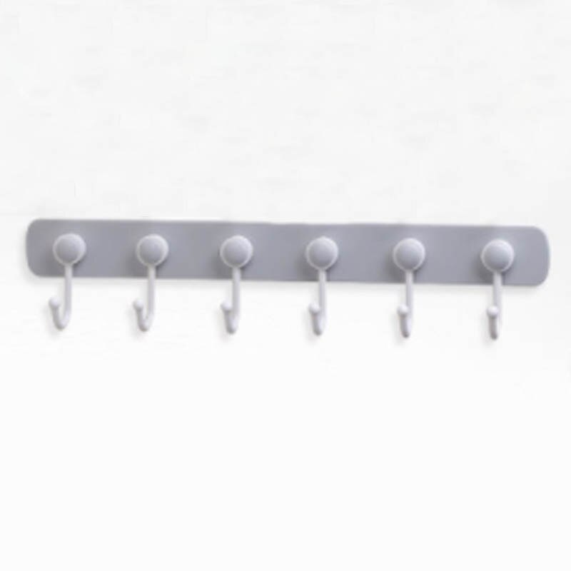 6 crochets, support de rangement en plastique pour la maison, crochet mural, fort support accessoires de salle de bain, organisateur de cuisine, 1 pièce: grey