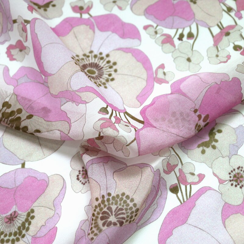 Tela de seda rosa para vestido de boda, Material de gasa de algodón, Georgette, por metro: pink