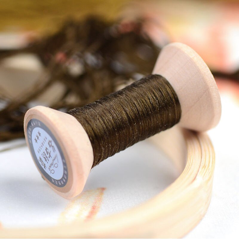 20 meters each spool /Silk thread / handmade embroidery thread / wrapped flower silk line / Mustard yellow: 8