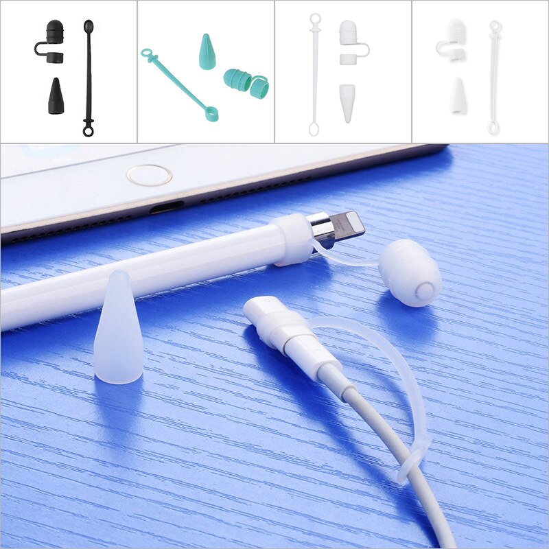 3 In 1 Silicone Replacement Tip Case Nib Protective Cover Skin For Apple Pencil 1st 2nd Touchscreen Stylus Pen Case