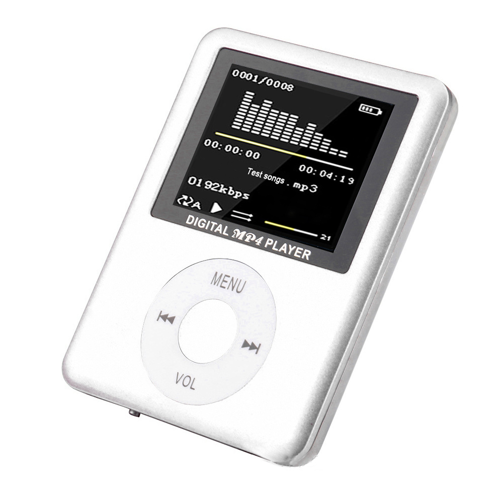 Novedad de , reproductor de música MP4 con pantalla LCD de tercera generación, Ultra delgado reproductor multimedia, compatible con tarjeta TF/SD: Plata