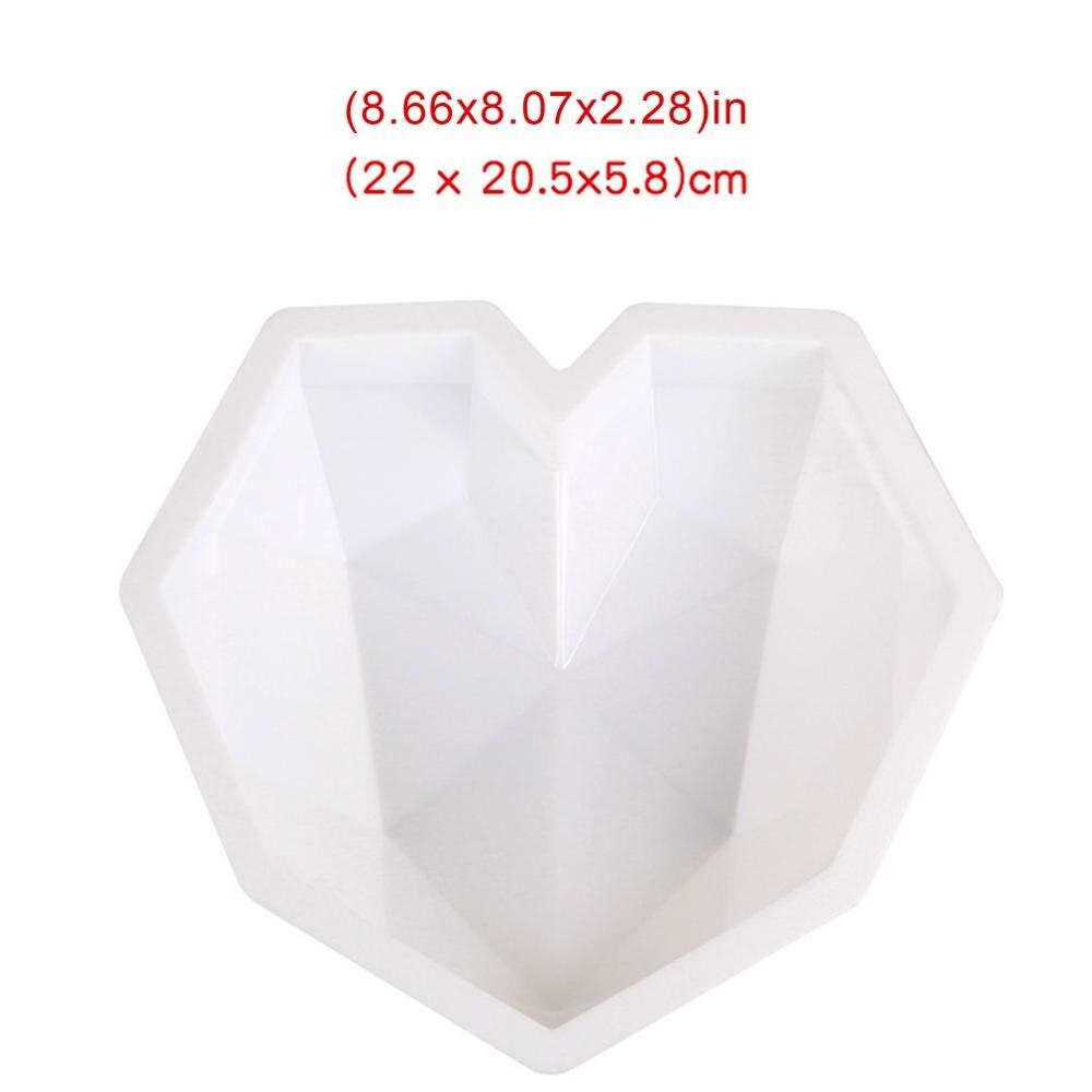 3D Hart Vorm Diamant Liefde Chocolade Vormen Candy Siliconen Cakevorm Voor Bruiloft Bakken Spons Chiffon Mousse Dessert Mallen