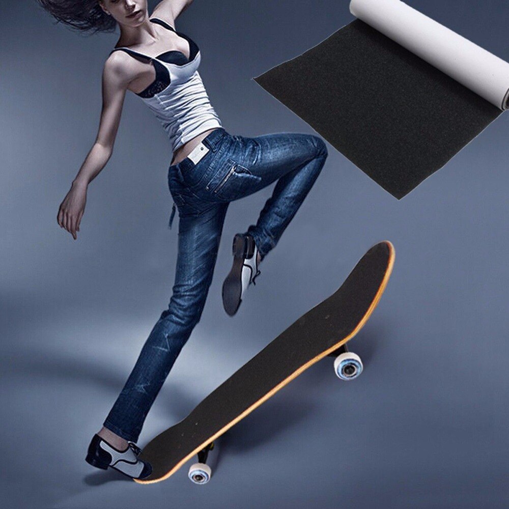 1Pcs 81Cm * 22Cm Zwarte Skate Scooter Schuurpapier Sticker Geperforeerde Skateboard Deck Grip Tape Skateboard Zand Papier tape