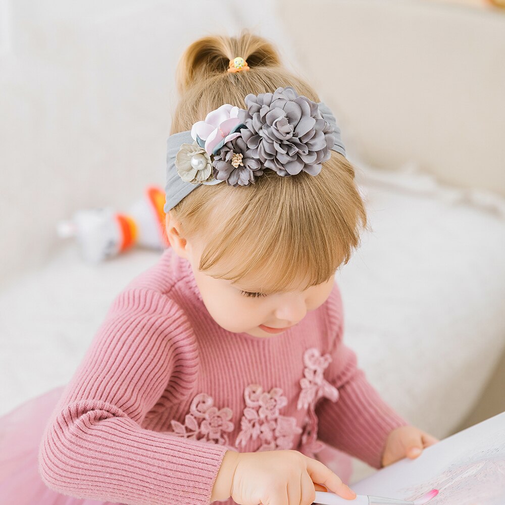 Mädchen freundlicher Baby Bogen Hairband Elastische Stirnbänder Nette 3D Blume strecken Turban Blume Kopf wickeln Kleinkind Prinzessin Haar Zubehör