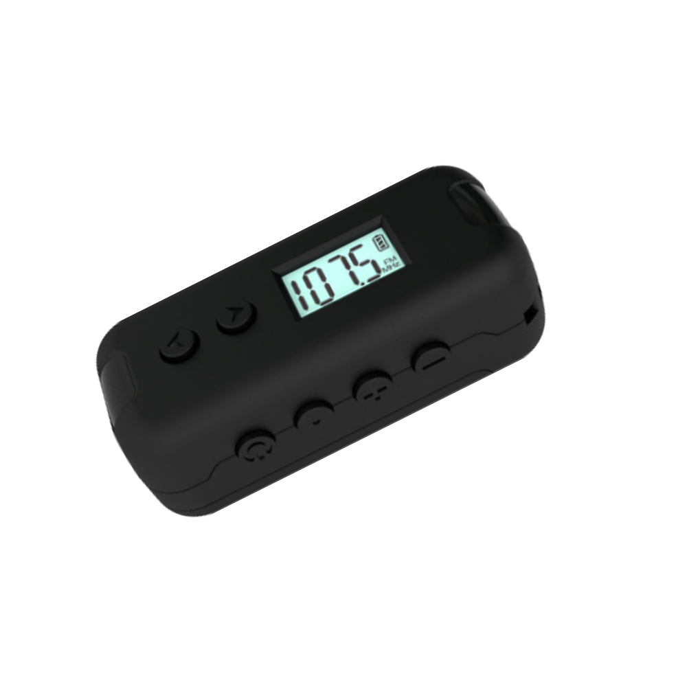 Novo bolso rádio fm portátil mini 50-108mhz receptor de rádio com display lcd 3.5mm fone de ouvido exibição de tempo 2 * fonte de alimentação aaa: Preto