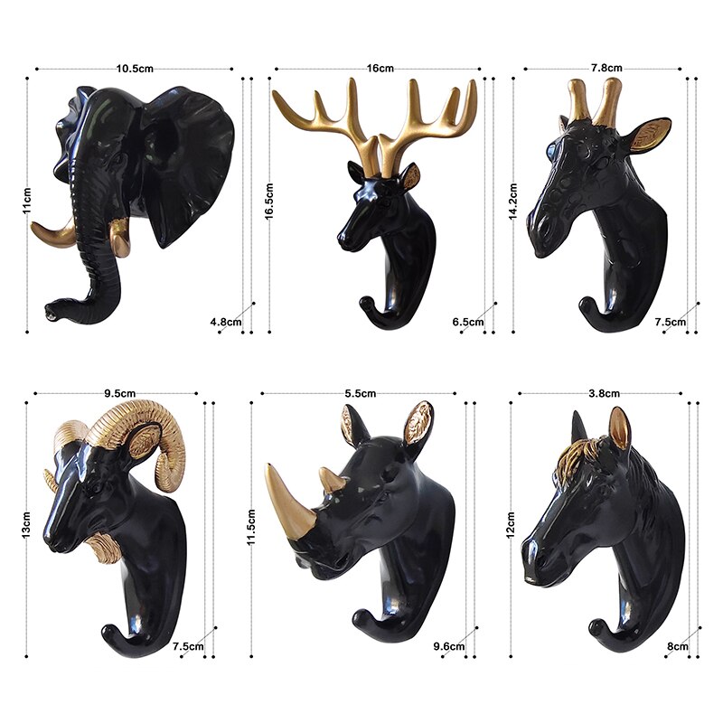 Perchero con cabeza de Animal montado en la pared, Perchero de pared, caballo, jirafa, alce, elefante, gancho decorativo para decoración de habitación, accesorio de baño