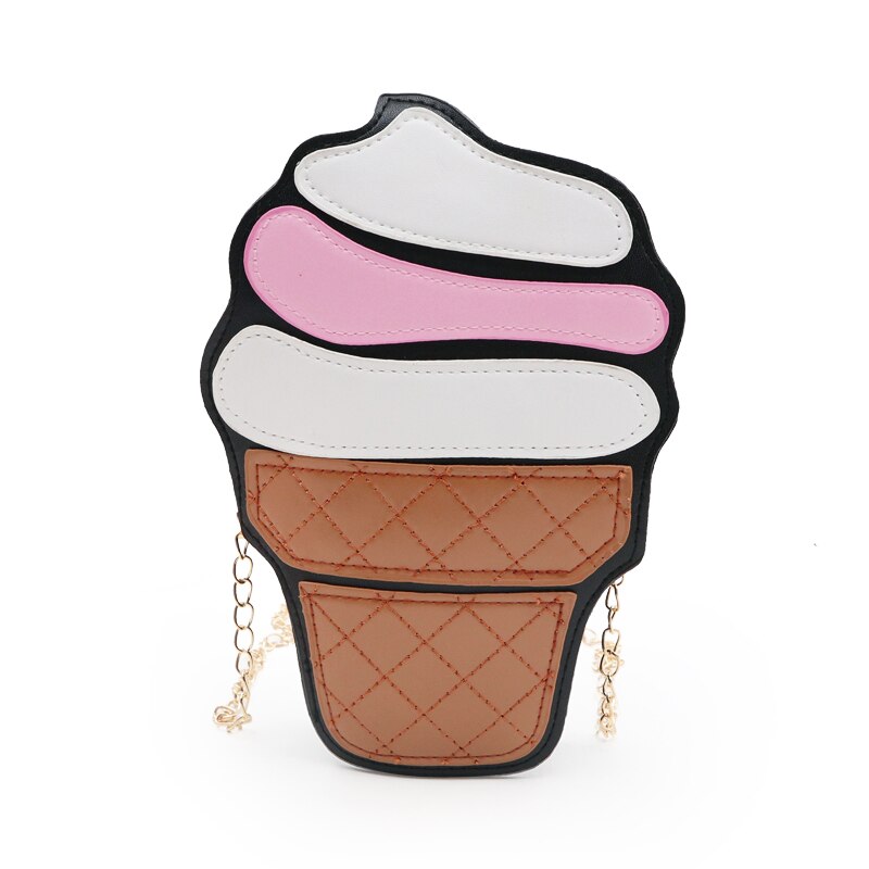 Bolso de mano pequeño con cadena para mujer, Cartera de piel sintética con cadena, estilo mensajero, bolsos de hombro tipo bandolera,: IceCream