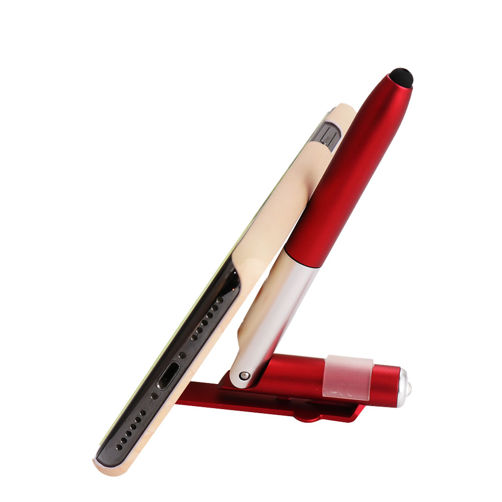 Simple Portable 4-en-1 lampe de poche stylo stylo à bille pliable stylet pour téléphone Portable utile multi-fonction support pour téléphone veilleuse