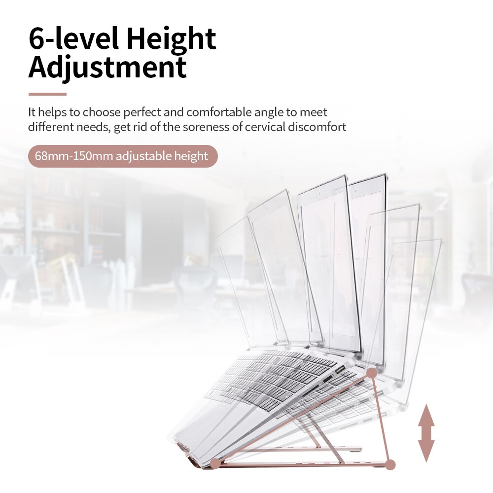 Aluminum Alloy Laptop Stand 6-level Adjustable Laptop Stand Portable Foldable Non-slip Notebook Holder Rose Gold
