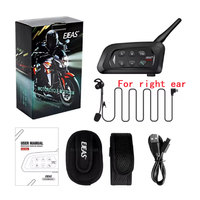 Ejeas  v4c plus football referee intercom headset 1200 m football full duplex bluetooth conference interphone: White