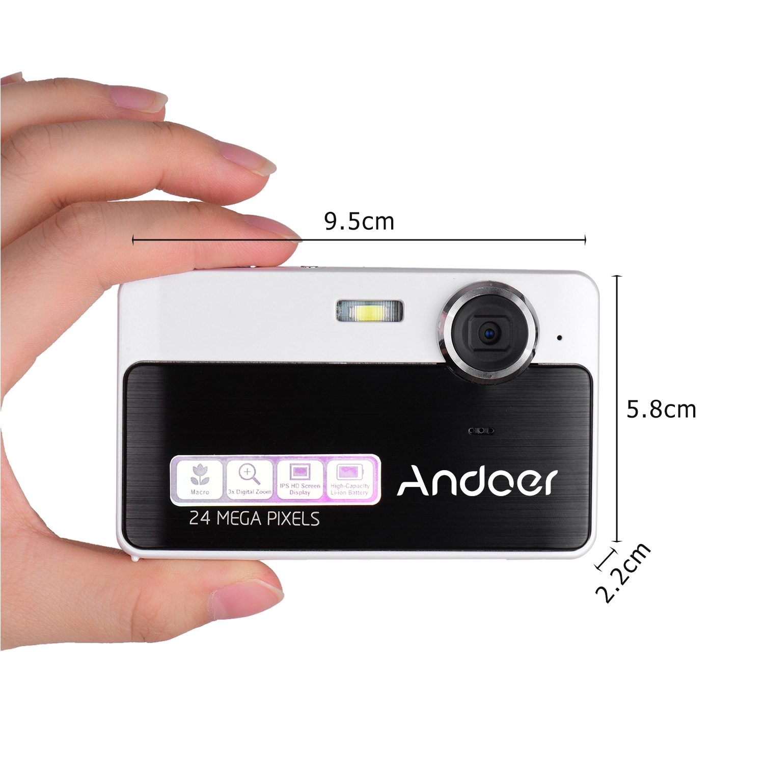 Andoer portátil mini câmera digital 24 megapixels alta definição 2.4 Polegada ips 3x digital zoom detecção de rosto para gravação