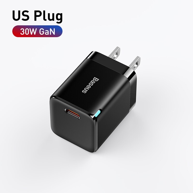 Baseus 30W Gan Charger Pd Snelle Usb Type C Lader Ondersteuning Usb C PD3.0 QC3.0 Pps Quick Opladen Voor iphone 13 12 Pro Max Tabletten: US Plug Black