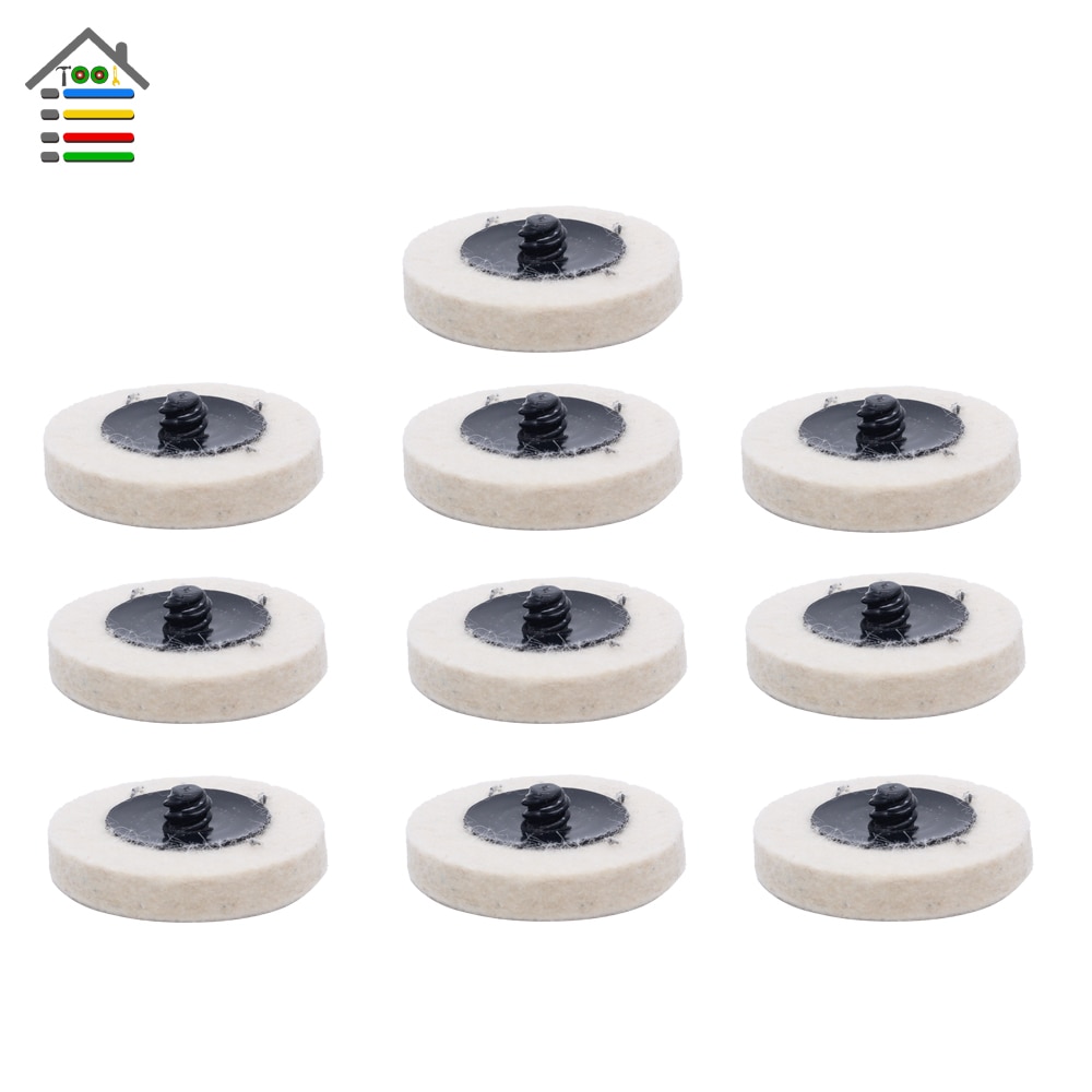 10Pcs 50mm Roloc Polishing Wheel Buffing Pads Compressed Wool Felt Fabric Disc Grinding Abrasive Tools Accessories for Dremel
