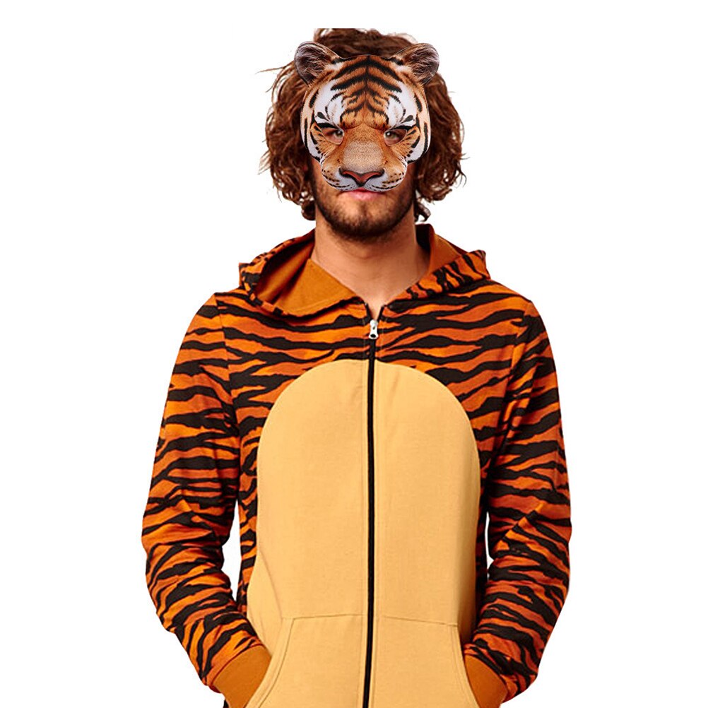 Mascarilla de tigre para Halloween, máscara de media cara de EVA para festiva, traje de baile, accesorios con forma de Animal