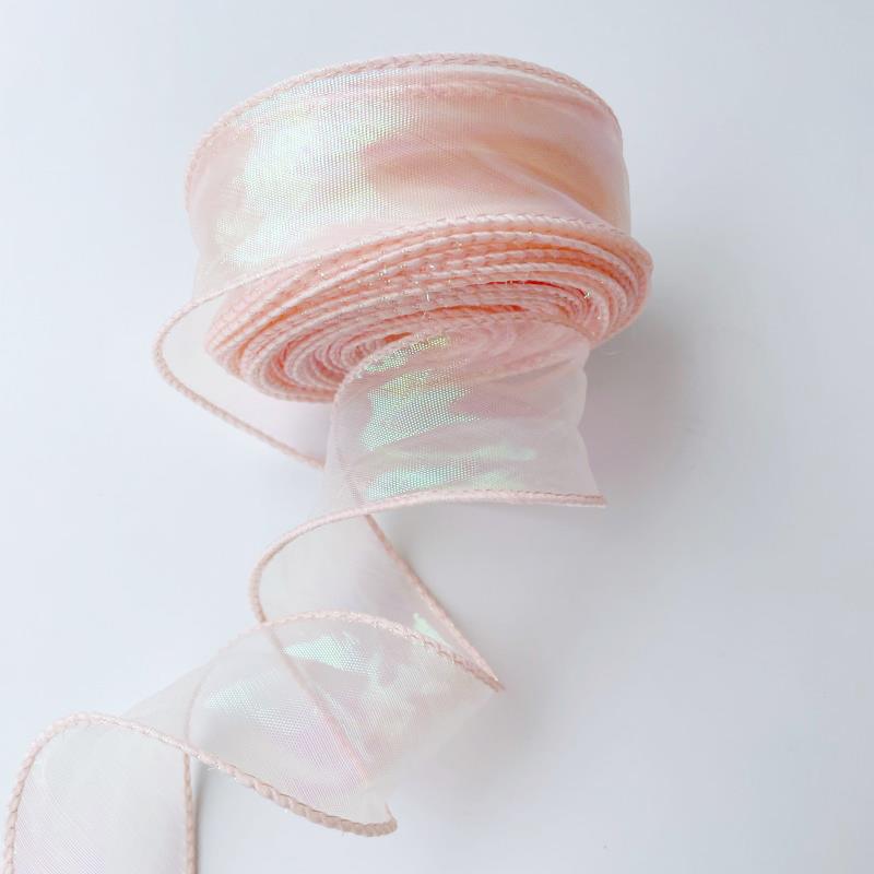Cinta de Organza de seda con borde ondulado de arcoíris, Material de lazo, cintas de encaje, adorno para el pelo, tela de costura, decoración de ropa, 4CM/10 yardas: Cobre