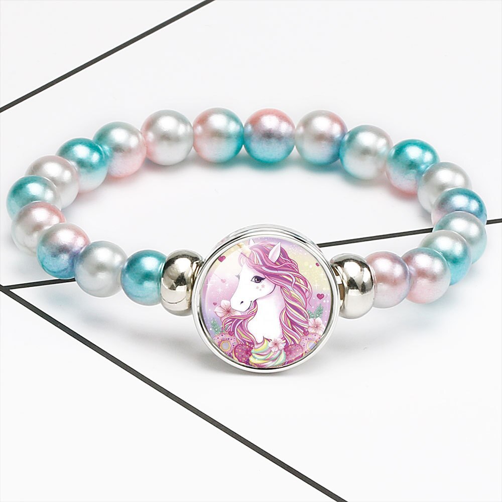 Cute Unicorns Beads Bracelets Bangles For Children Brand Jewelry Children Bracelet And Bangles Cartoon Women Accessories Girls B: 711