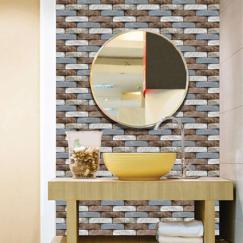 Pegatinas de pared de ladrillo 3D autoadhesivas, papel tapiz impermeable para habitación de niños, papel tapiz de cocina, pegatina de dormitorio, decoración del hogar, bricolaje, 6 uds.