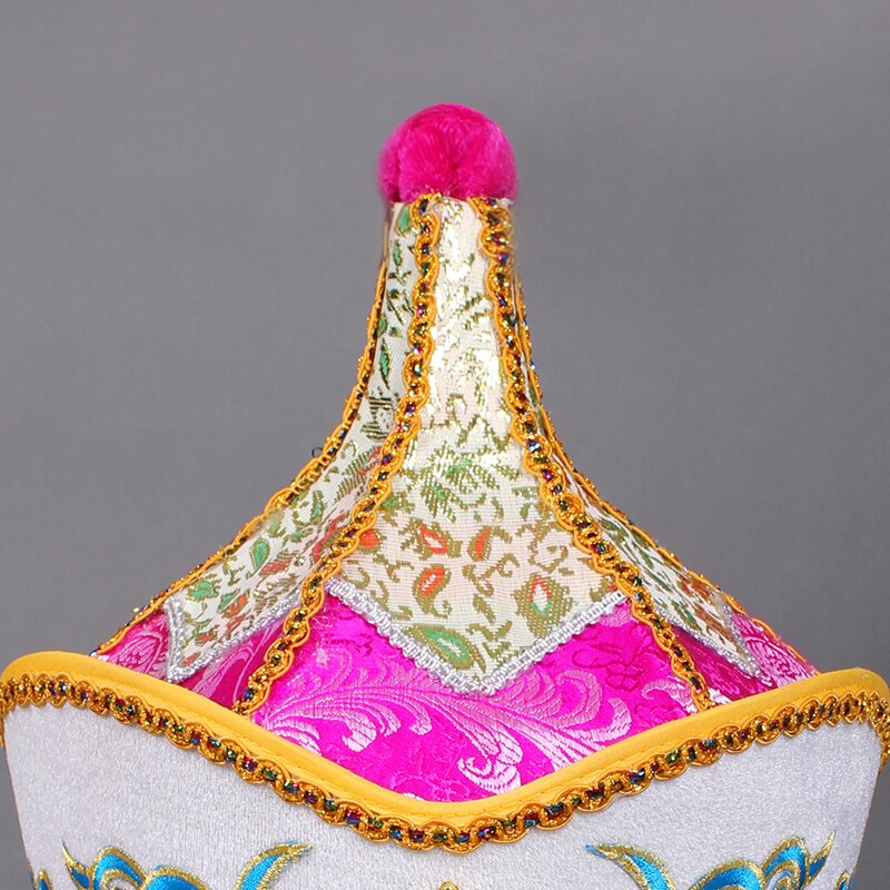 Accessoires de costume mongol pour femmes, chapeau rouge de mongolie, belle casquette de danse sur scène mongole, vêtements de tête de princesse cosplay