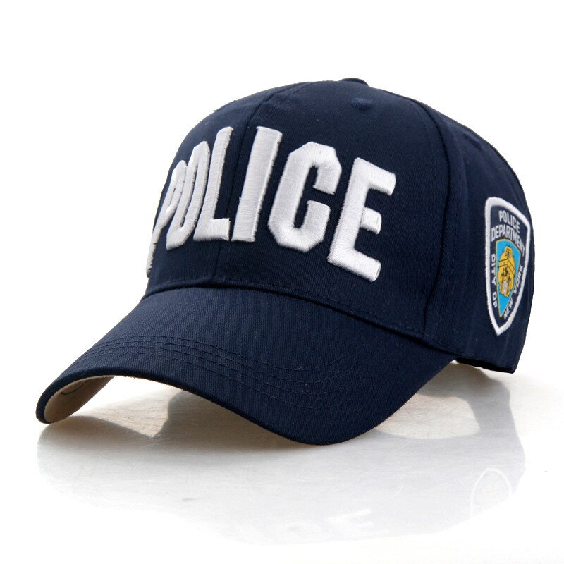 Police cap unisex hat baseball cap menn snapback hatter justerbare snapbacks for voksen 7 farger: Blå