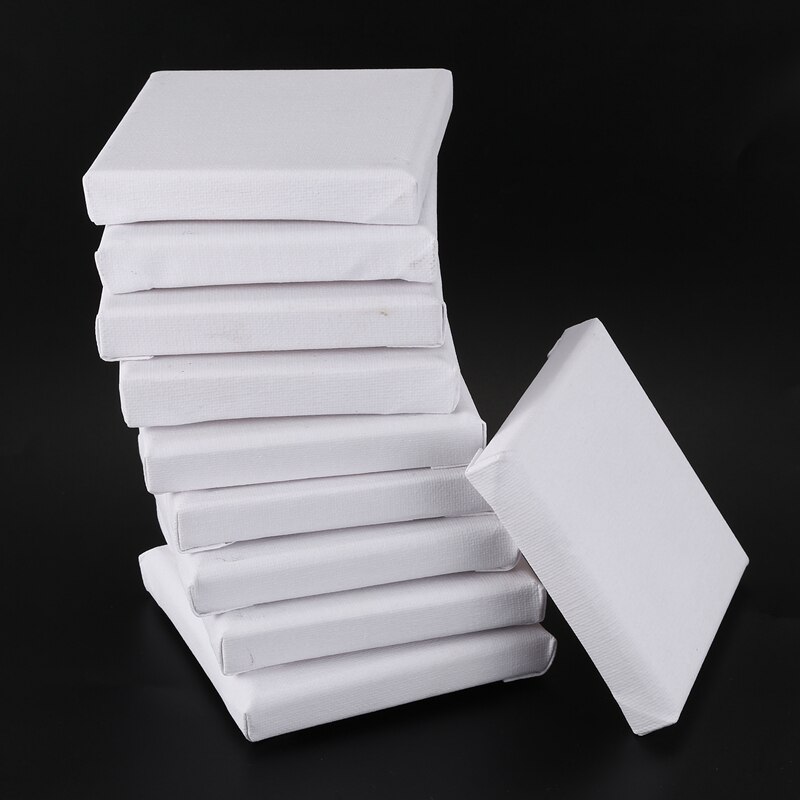 10 Stks/set Witte Lege Art Boards Mini Uitgerekt Kunstenaar Canvas Art Board Acryl Olie Verf Hout + Katoen Voor Kunstwerk schilderen