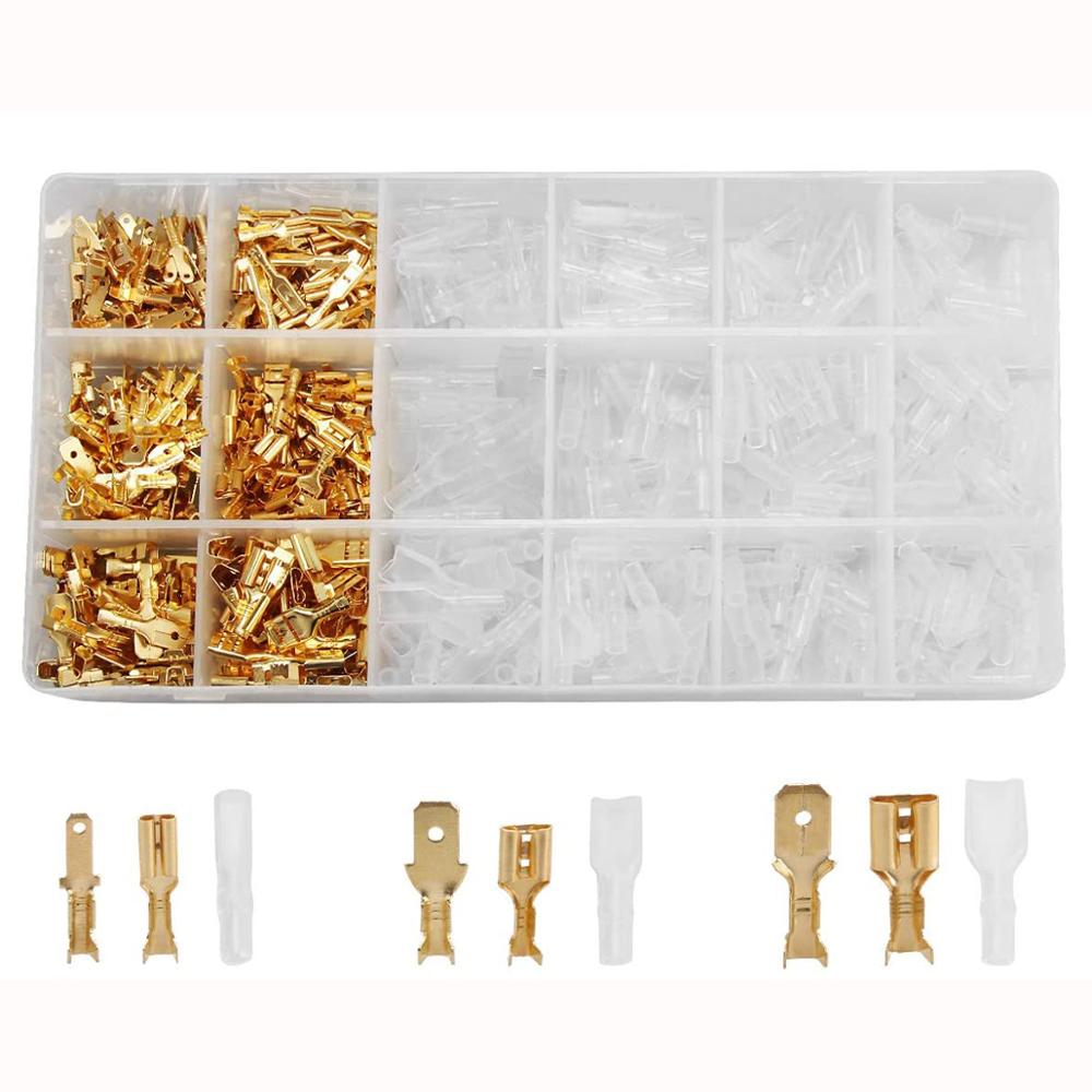 1000 Spade Fork Terminal Connector Non Insulated Uninsulated 22 18GA 16 - Foto 14