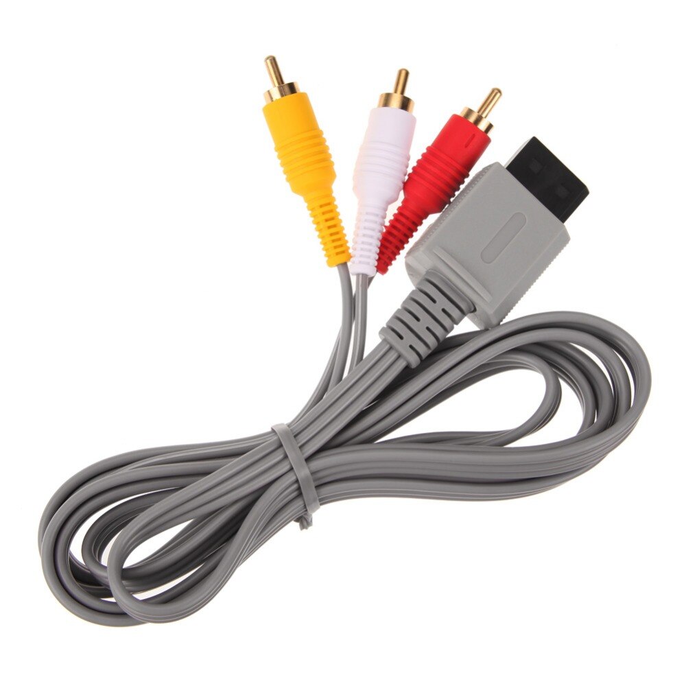 Cable RCA 3 compuesto AV chapado en oro para Nintendo Wii, Audio y vídeo, color gris, 1,8 m