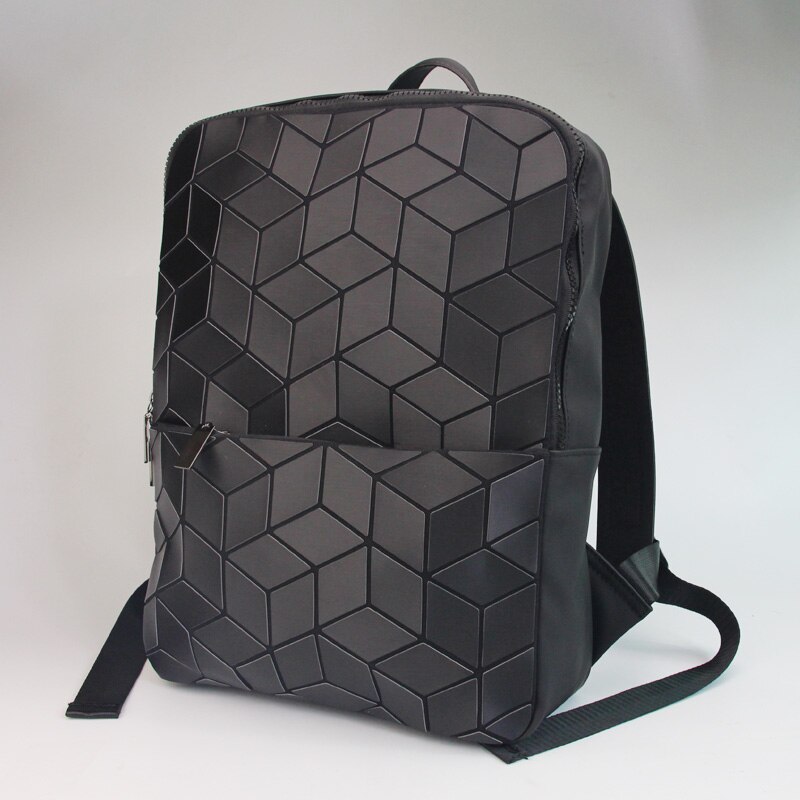 Vrouwen Lichtgevende School Rugzak Geometrische Schoudertas Vrouwelijke Backbag Vouwen Schooltassen Voor Tiener Meisje Hologram Rugzakken: Black