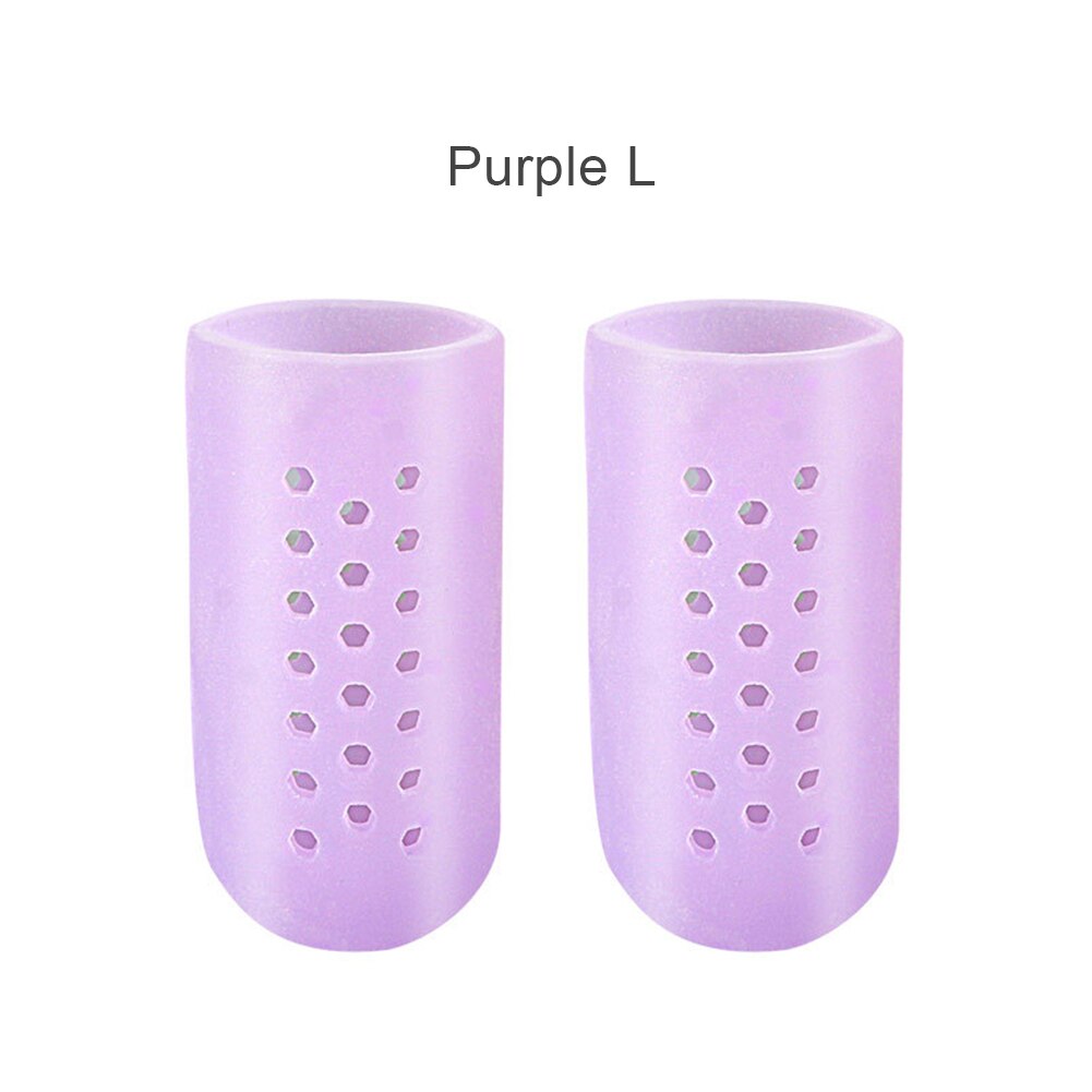 Protector de dedo gordo del pie, Protector de silicona suave y transpirable para el cuidado del pulgar, callos para pies, ampollas, funda para dedos, 2 piezas: Purple L