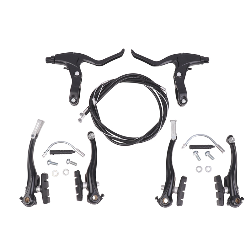 Bike V Brake Set Bike Front Rear V Brake Set Aluminum Alloy Mountain Road Bike V Brake Pads And Levers Set Riding Accessories: WHITE