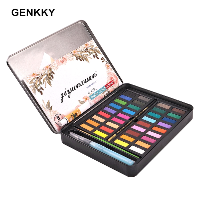 Paul Rubens 48 kleuren aquarelkleuren set - kunstenaars klasse effen kleuren - draagbaar met roze metalen doos voor tekenen, illustreren, kleuren