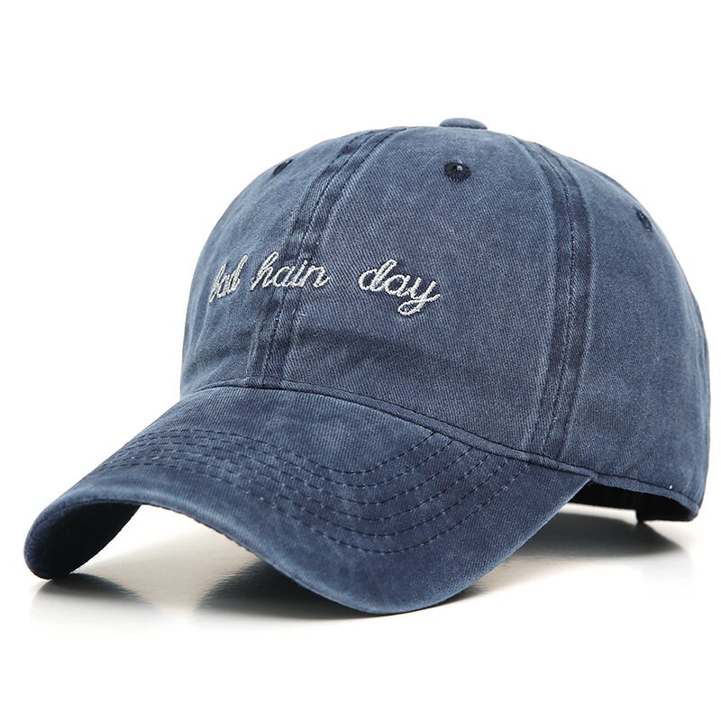 Gorra de béisbol vaquera para mujer, gorro de béisbol con bordado de letras de Bad Hard Day, lavado viejo, de verano, 2022: Navy