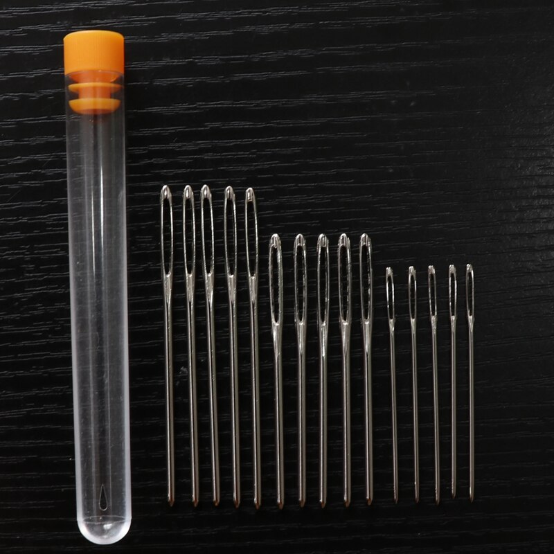 Transparent Needle Bottled Big Eye Blunt Hand Sewing Needle Set DIY Embroidery Wool Sweater Needle: 15PCS bottled