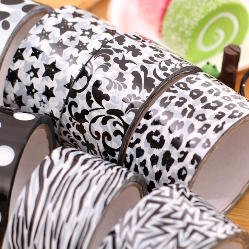 DIY handmade decorative tape Black and white element tape large roll length, notebook, photo album home lace decoration