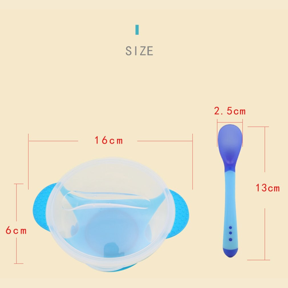 1 Set Temperatuur Sensing Feeding Lepel Kind Servies Voedsel Kom Leren Gerechten Service Plaat/Tray Baby Servies
