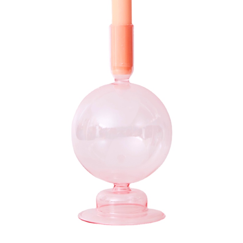 1pc Pink Glass Candle Holder Taper Candles Candlesticks Holder Wedding Table Centerpieces Nordic Home Decoration Vases: black