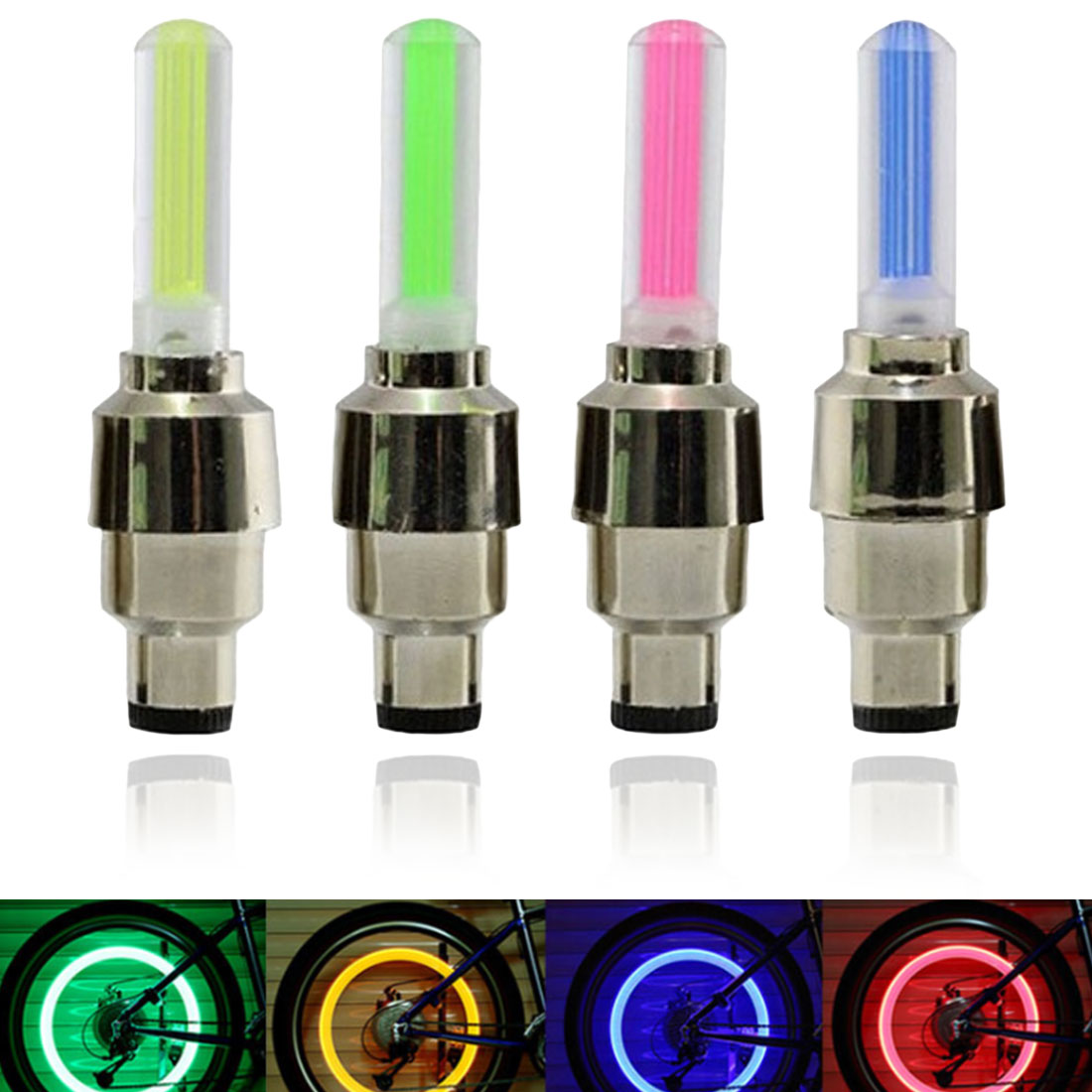 2 uds luces de neón Color neumático rueda válvula tapa luz LED lámpara Flash tapas de válvula de rueda de coche cubierta de aire neumático llanta de vástago de válvula de llanta tapa