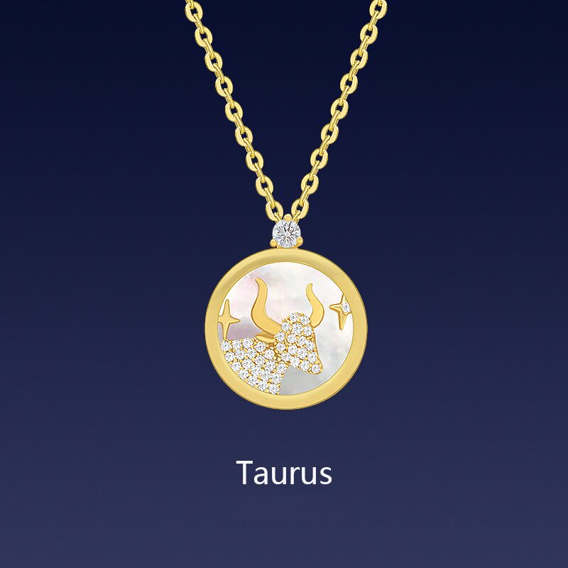 Fashionable Popular 12 Constellations Necklace Women Simple Versatile Pisces Temperament Neck Ornament: Taurus