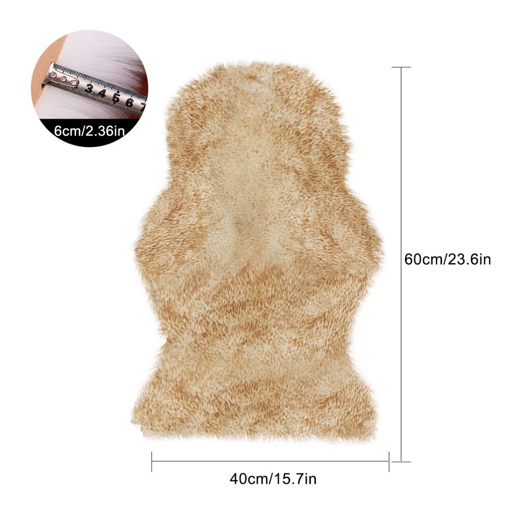 Luxe Rectangle doux en peau de mouton moelleux zone tapis Faux blanc fourrure tapis Shaggy cheveux longs solide tapis salon coussin de siège décor à la maison: B 40x60cm yellow
