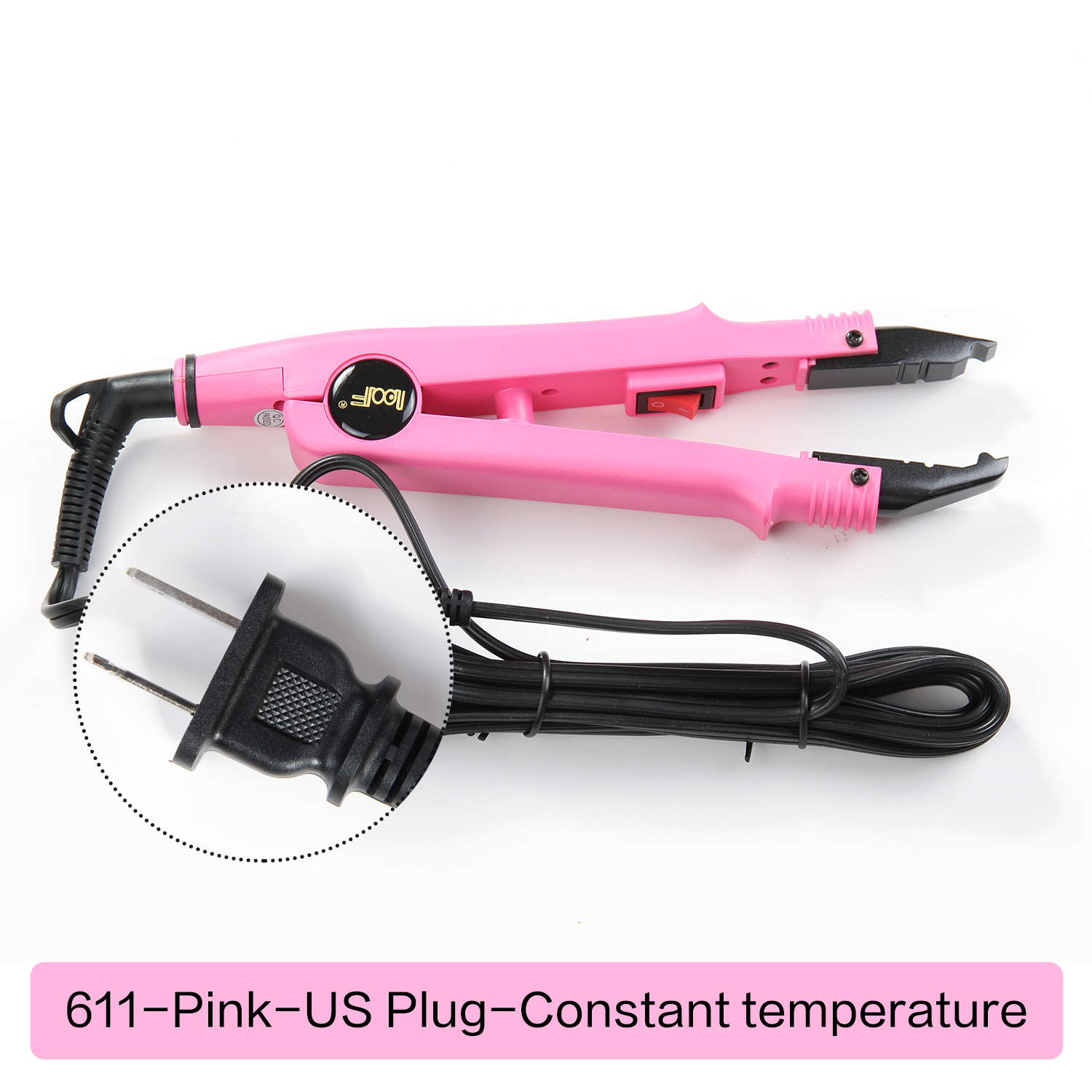 Ferramenta profissional de extensão de cabelo, conector de ferro de calor de fusão, ferramenta de fusão de temperatura ajustável, plugue reino unido/eua/ue: Prateado