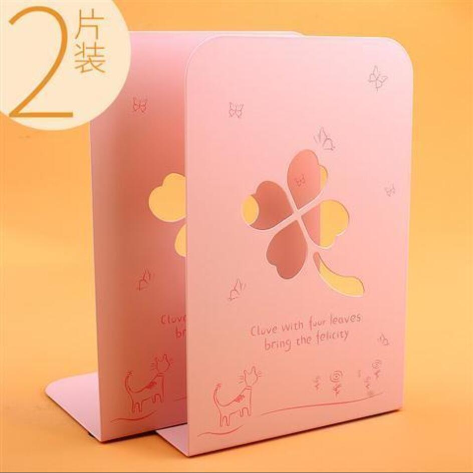 Metal Hollow Cute Bookends L-shaped Desk Organizer Desktop Book Holder School Stationery Office Accessories: 2
