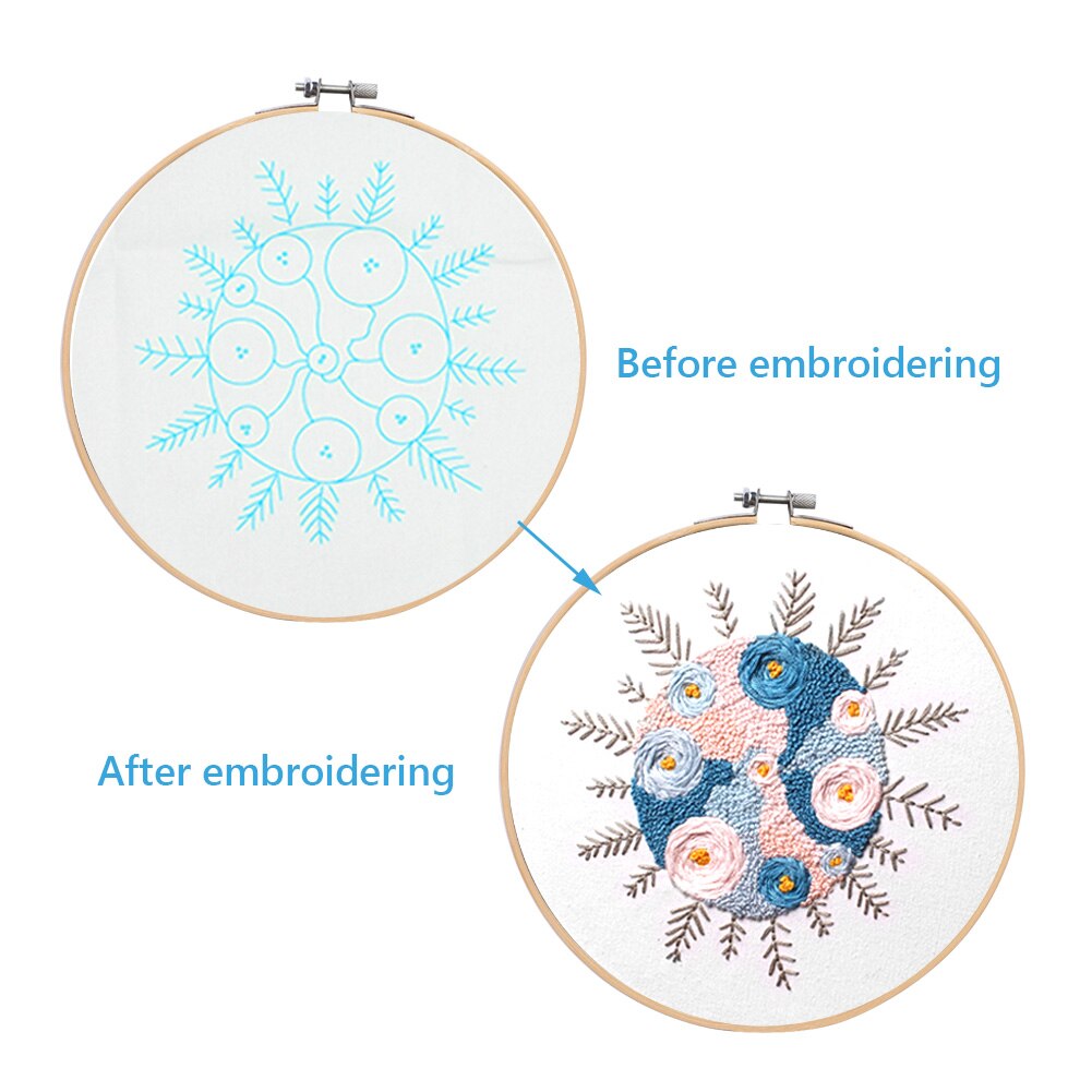 DIY Starter Kit Ribbon Painting Plants Pattern Embroidery Flowers Handwork Needlework Threads Tools Home Decoration Cross Stitch