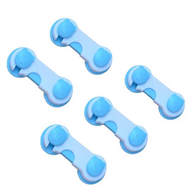 5Pcs Door Drawear Wardrobe Todder Kids Baby Safety Plastic Locks Children Protection Locks: Blue