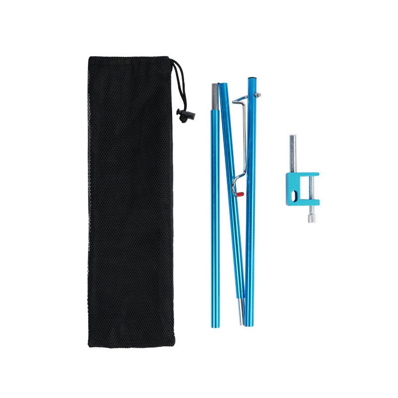 Poteau de lampe pliable en alliage d'aluminium, Camping en plein air randonnée, pêche Portable, support de fixation de la lumière, support de lanterne: Bleu